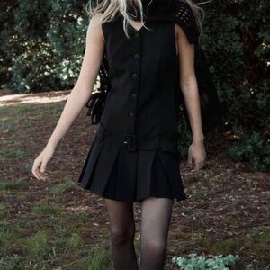 Zara Black Box Pleat Mini Dress Size L